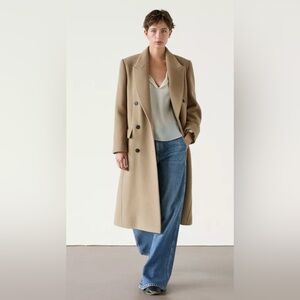 LONG DOUBLE-BREASTED WOOL BLEND COAT